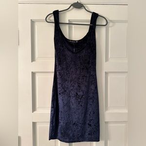 PrettyLittleThing Navy Velvet Slip Mini Dress Size 6